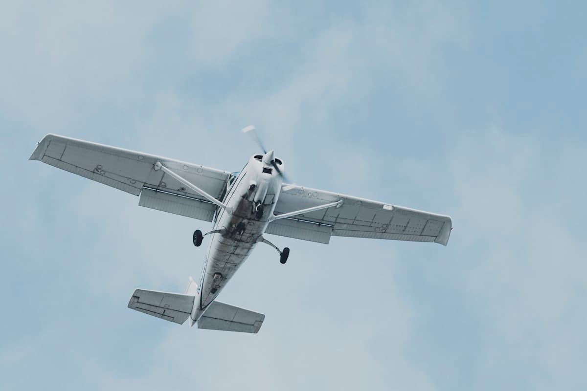 Light aircraft seen from below