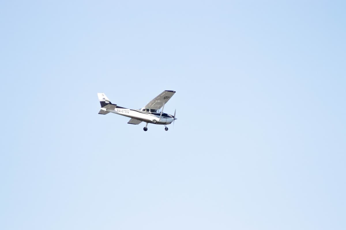 Cessna light aircraft in flight