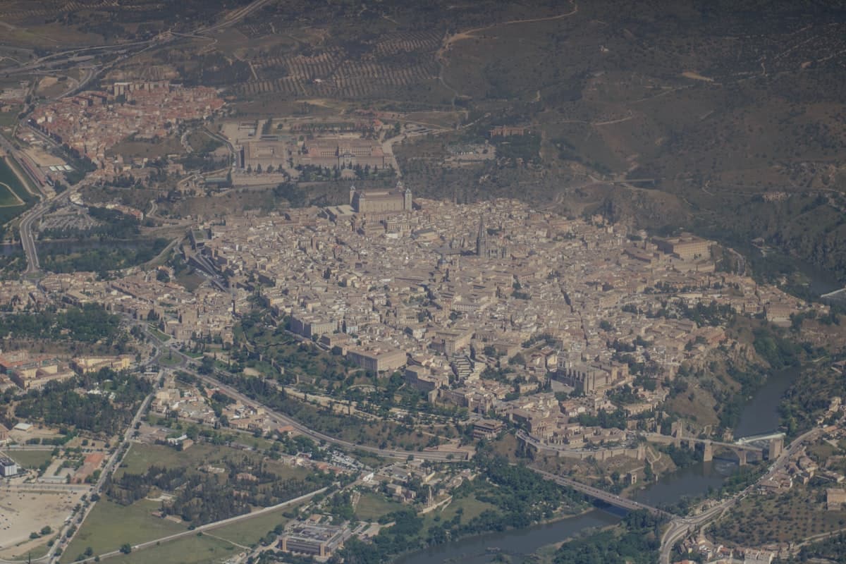 Toledo and the Tagus river from the air