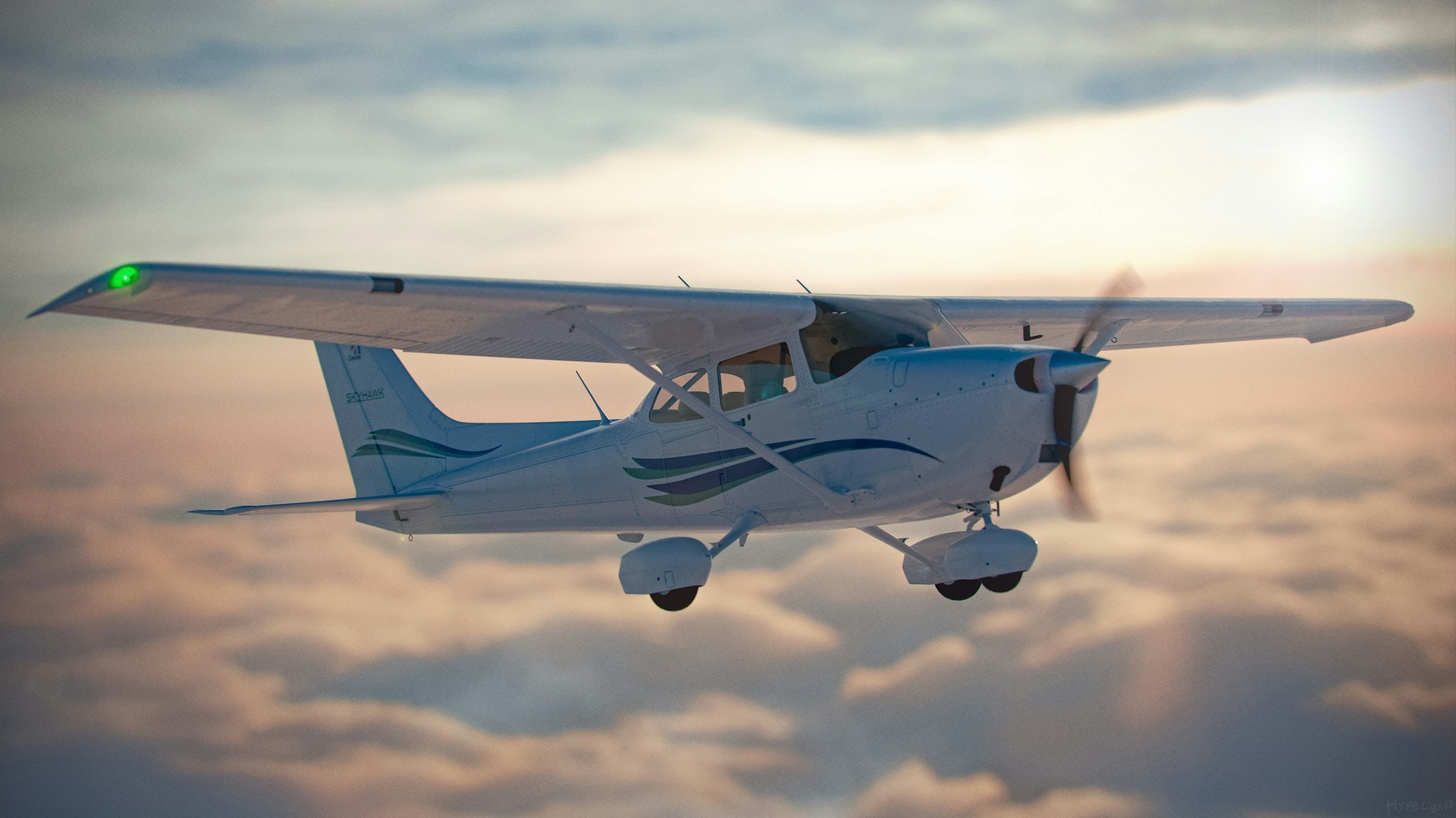 Scenic flight at golden hour over the countryside near Madrid
